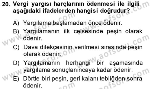 Damga Vergisi Ve Harçlar Bilgisi Dersi 2014 - 2015 Yılı (Final) Dönem Sonu Sınav Soruları 20. Soru