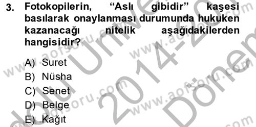 Damga Vergisi Ve Harçlar Bilgisi Dersi 2014 - 2015 Yılı (Final) Dönem Sonu Sınav Soruları 3. Soru