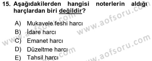 Damga Vergisi Ve Harçlar Bilgisi Dersi 2015 - 2016 Yılı (Vize) Ara Sınav Soruları 15. Soru