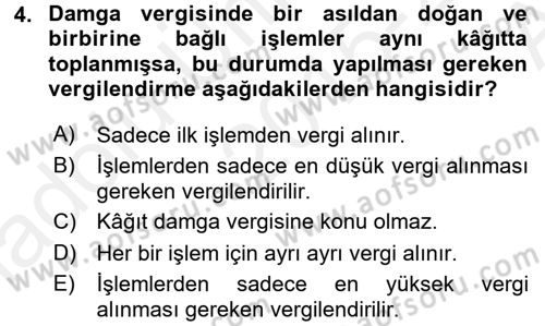 Damga Vergisi Ve Harçlar Bilgisi Dersi 2015 - 2016 Yılı (Vize) Ara Sınav Soruları 4. Soru