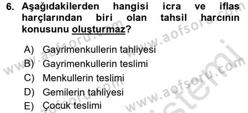 Damga Vergisi Ve Harçlar Bilgisi Dersi 2015 - 2016 Yılı (Final) Dönem Sonu Sınav Soruları 6. Soru