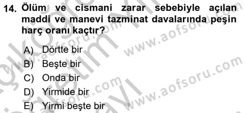 Damga Vergisi Ve Harçlar Bilgisi Dersi 2016 - 2017 Yılı 3 Ders Sınav Soruları 14. Soru