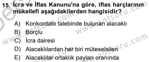 Damga Vergisi Ve Harçlar Bilgisi Dersi 2016 - 2017 Yılı 3 Ders Sınav Soruları 15. Soru