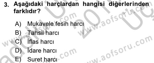 Damga Vergisi Ve Harçlar Bilgisi Dersi 2016 - 2017 Yılı 3 Ders Sınav Soruları 3. Soru