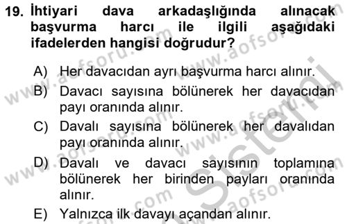 Damga Vergisi Ve Harçlar Bilgisi Dersi Ara Sınavı Deneme Sınav Soruları 19. Soru