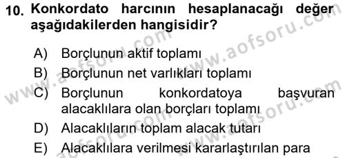 Damga Vergisi Ve Harçlar Bilgisi Dersi 2016 - 2017 Yılı (Final) Dönem Sonu Sınavı 10. Soru