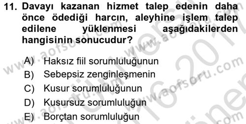 Damga Vergisi Ve Harçlar Bilgisi Dersi 2016 - 2017 Yılı (Final) Dönem Sonu Sınavı 11. Soru