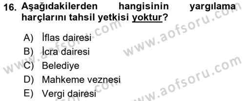 Damga Vergisi Ve Harçlar Bilgisi Dersi 2016 - 2017 Yılı (Final) Dönem Sonu Sınavı 16. Soru