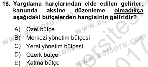 Damga Vergisi Ve Harçlar Bilgisi Dersi 2016 - 2017 Yılı (Final) Dönem Sonu Sınavı 18. Soru