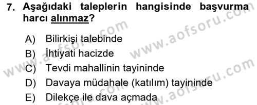 Damga Vergisi Ve Harçlar Bilgisi Dersi 2017 - 2018 Yılı 3 Ders Sınav Soruları 7. Soru