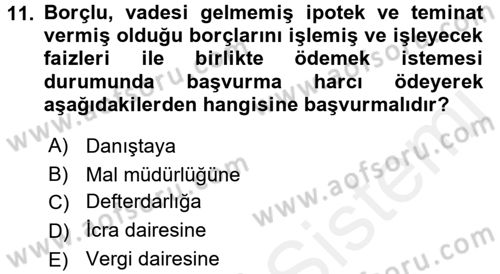 Damga Vergisi Ve Harçlar Bilgisi Dersi 2017 - 2018 Yılı (Final) Dönem Sonu Sınav Soruları 11. Soru