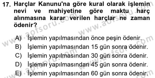 Damga Vergisi Ve Harçlar Bilgisi Dersi 2017 - 2018 Yılı (Final) Dönem Sonu Sınav Soruları 17. Soru