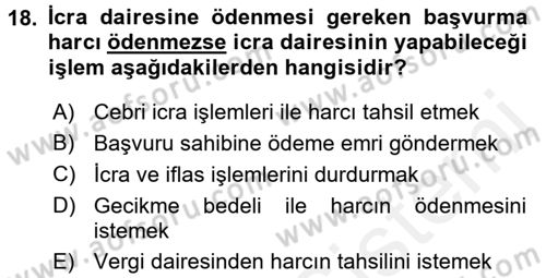 Damga Vergisi Ve Harçlar Bilgisi Dersi 2017 - 2018 Yılı (Final) Dönem Sonu Sınav Soruları 18. Soru