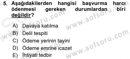 Damga Vergisi Ve Harçlar Bilgisi Dersi 2017 - 2018 Yılı (Final) Dönem Sonu Sınav Soruları 5. Soru