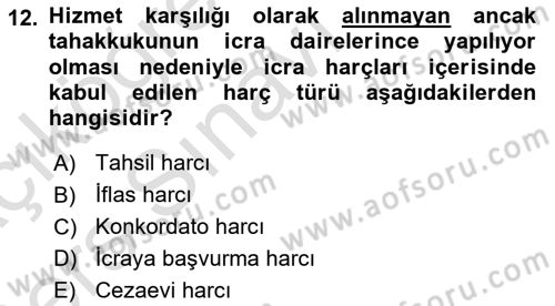 Damga Vergisi Ve Harçlar Bilgisi Dersi 2018 - 2019 Yılı 3 Ders Sınav Soruları 12. Soru