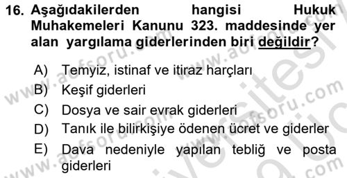 Damga Vergisi Ve Harçlar Bilgisi Dersi 2018 - 2019 Yılı 3 Ders Sınav Soruları 16. Soru