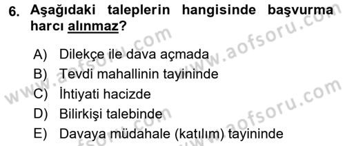 Damga Vergisi Ve Harçlar Bilgisi Dersi 2018 - 2019 Yılı 3 Ders Sınav Soruları 6. Soru
