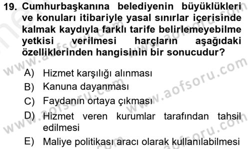 Damga Vergisi Ve Harçlar Bilgisi Dersi 2018 - 2019 Yılı (Vize) Ara Sınav Soruları 19. Soru