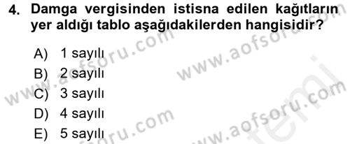 Damga Vergisi Ve Harçlar Bilgisi Dersi 2018 - 2019 Yılı (Vize) Ara Sınav Soruları 4. Soru