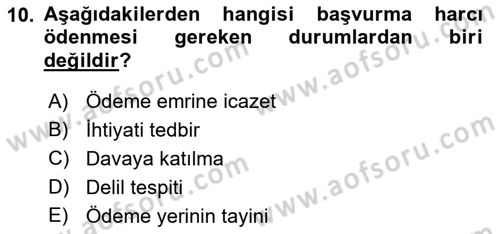 Damga Vergisi Ve Harçlar Bilgisi Dersi 2018 - 2019 Yılı Yaz Okulu Sınav Soruları 10. Soru