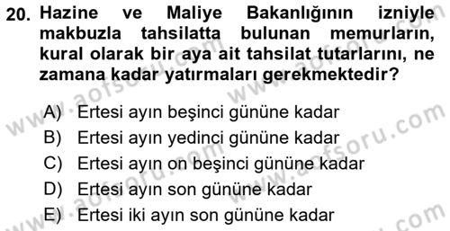 Damga Vergisi Ve Harçlar Bilgisi Dersi 2018 - 2019 Yılı Yaz Okulu Sınav Soruları 20. Soru
