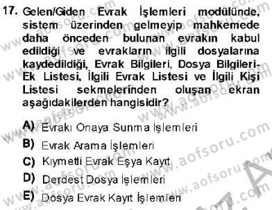Ulusal Yargı Ağı Projesi 1 Dersi 2013 - 2014 Yılı (Vize) Ara Sınav Soruları 17. Soru
