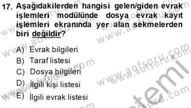 Ulusal Yargı Ağı Projesi 1 Dersi 2014 - 2015 Yılı (Vize) Ara Sınav Soruları 17. Soru
