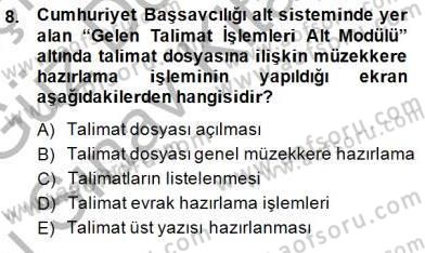 Ulusal Yargı Ağı Projesi 1 Dersi 2014 - 2015 Yılı (Final) Dönem Sonu Sınav Soruları 8. Soru