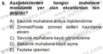 Ulusal Yargı Ağı Projesi 1 Dersi 2014 - 2015 Yılı (Final) Dönem Sonu Sınav Soruları 9. Soru
