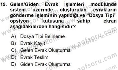 Ulusal Yargı Ağı Projesi 1 Dersi 2015 - 2016 Yılı (Vize) Ara Sınav Soruları 19. Soru