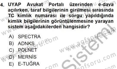 Ulusal Yargı Ağı Projesi 1 Dersi 2015 - 2016 Yılı (Final) Dönem Sonu Sınav Soruları 4. Soru