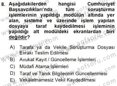 Ulusal Yargı Ağı Projesi 1 Dersi 2015 - 2016 Yılı (Final) Dönem Sonu Sınav Soruları 8. Soru