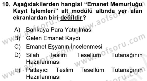 Ulusal Yargı Ağı Projesi 1 Dersi 2015 - 2016 Yılı Tek Ders Sınav Soruları 10. Soru