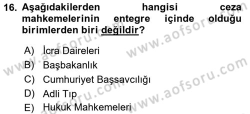 Ulusal Yargı Ağı Projesi 1 Dersi 2015 - 2016 Yılı Tek Ders Sınav Soruları 16. Soru