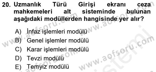 Ulusal Yargı Ağı Projesi 1 Dersi 2015 - 2016 Yılı Tek Ders Sınav Soruları 20. Soru