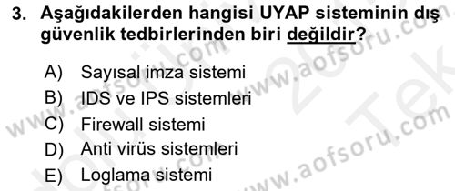 Ulusal Yargı Ağı Projesi 1 Dersi 2015 - 2016 Yılı Tek Ders Sınav Soruları 3. Soru