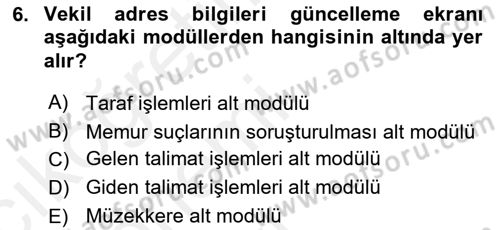 Ulusal Yargı Ağı Projesi 1 Dersi 2015 - 2016 Yılı Tek Ders Sınav Soruları 6. Soru