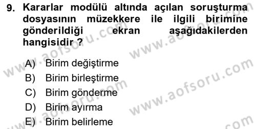 Ulusal Yargı Ağı Projesi 1 Dersi 2015 - 2016 Yılı Tek Ders Sınav Soruları 9. Soru