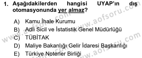 Ulusal Yargı Ağı Projesi 1 Dersi 2016 - 2017 Yılı 3 Ders Sınav Soruları 1. Soru
