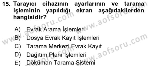 Ulusal Yargı Ağı Projesi 1 Dersi 2016 - 2017 Yılı 3 Ders Sınav Soruları 15. Soru