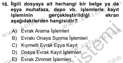 Ulusal Yargı Ağı Projesi 1 Dersi 2016 - 2017 Yılı 3 Ders Sınav Soruları 16. Soru