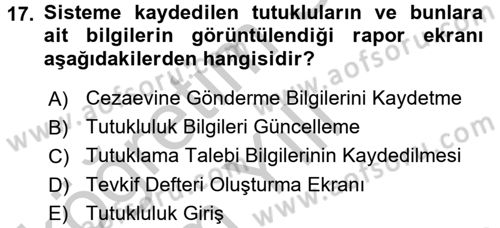 Ulusal Yargı Ağı Projesi 1 Dersi 2016 - 2017 Yılı 3 Ders Sınav Soruları 17. Soru