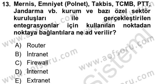 Ulusal Yargı Ağı Projesi 1 Dersi 2016 - 2017 Yılı (Vize) Ara Sınav Soruları 13. Soru
