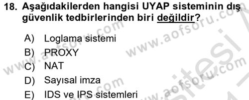 Ulusal Yargı Ağı Projesi 1 Dersi 2016 - 2017 Yılı (Vize) Ara Sınav Soruları 18. Soru