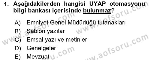 Ulusal Yargı Ağı Projesi 1 Dersi 2016 - 2017 Yılı (Final) Dönem Sonu Sınav Soruları 1. Soru