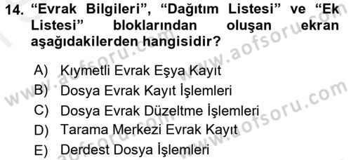 Ulusal Yargı Ağı Projesi 1 Dersi 2016 - 2017 Yılı (Final) Dönem Sonu Sınav Soruları 14. Soru