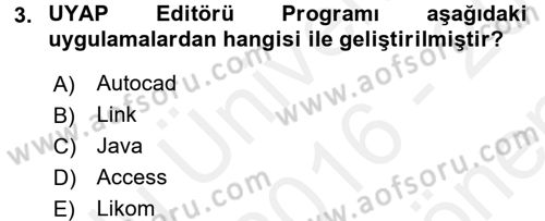 Ulusal Yargı Ağı Projesi 1 Dersi 2016 - 2017 Yılı (Final) Dönem Sonu Sınav Soruları 3. Soru