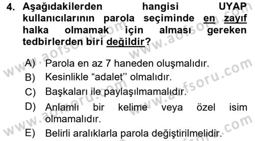 Ulusal Yargı Ağı Projesi 1 Dersi 2016 - 2017 Yılı (Final) Dönem Sonu Sınav Soruları 4. Soru