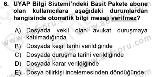 Ulusal Yargı Ağı Projesi 1 Dersi 2016 - 2017 Yılı (Final) Dönem Sonu Sınav Soruları 6. Soru