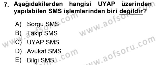Ulusal Yargı Ağı Projesi 1 Dersi 2016 - 2017 Yılı (Final) Dönem Sonu Sınav Soruları 7. Soru